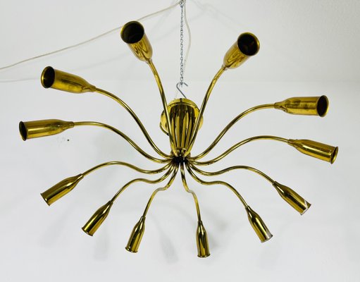 Mid-Century Italian Brass 12-Arm Sputnik Chandelier Attributed to Arredoluce, 1950s-PUK-1317213