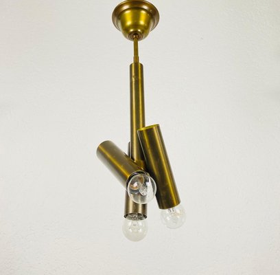 Mid-Century Italian Brass 3-Arm Chandelier in the Style of Stilnovo, Italy, 1950s-PUK-826864