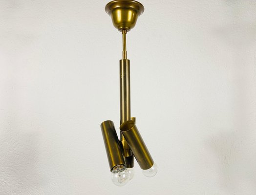 Mid-Century Italian Brass 3-Arm Chandelier in the Style of Stilnovo, Italy, 1950s-PUK-826864