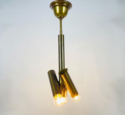 Mid-Century Italian Brass 3-Arm Chandelier in the Style of Stilnovo, Italy, 1950s-PUK-826864