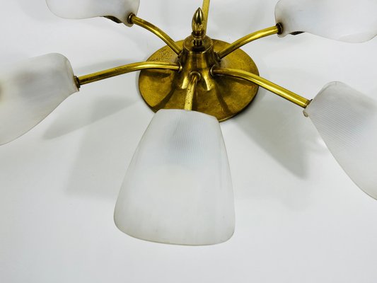 Mid-Century Italian Brass 5-Arm Sputnik Chandelier, 1950s-PUK-1317209