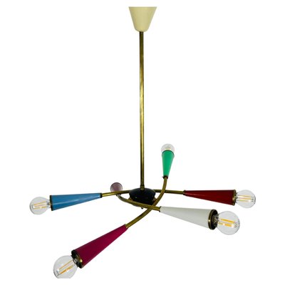 Mid-Century Italian Brass 6-Arm Sputnik Chandelier attributed to Arredoluce, 1950s-PUK-1392599