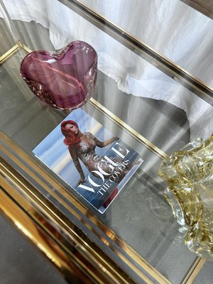 Mid-Century Italian Brass, Acrylic and Glass Display Console Table, 1970s-NOT-2036036