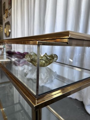 Mid-Century Italian Brass, Acrylic and Glass Display Console Table, 1970s-NOT-2036036