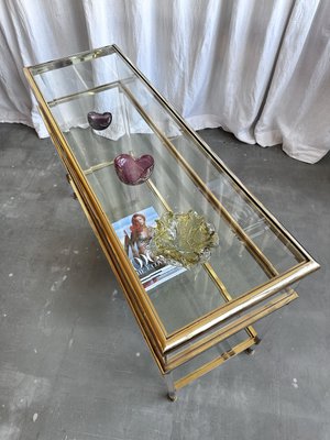 Mid-Century Italian Brass, Acrylic and Glass Display Console Table, 1970s-NOT-2036036