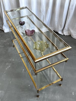 Mid-Century Italian Brass, Acrylic and Glass Display Console Table, 1970s-NOT-2036036