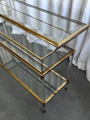 Mid-Century Italian Brass, Acrylic and Glass Display Console Table, 1970s-NOT-2036036