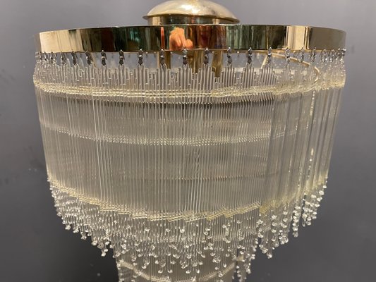 Mid-Century Italian Brass Acrylic Chandelier Lamp-JJC-1134265