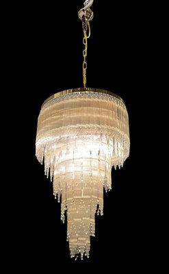 Mid-Century Italian Brass Acrylic Chandelier Lamp-JJC-1134265