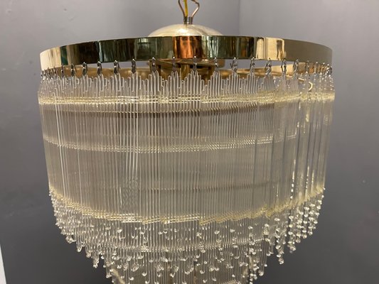 Mid-Century Italian Brass Acrylic Chandelier Lamp-JJC-1134265