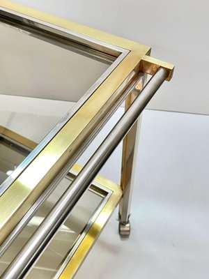 Mid-Century Italian Brass and Chrome Bar Cart with Glass Shelves, 1970s-JDR-1126341