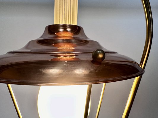 Mid-Century Italian Brass and Copper Hanging Lamp, 1950s-JP-1811840