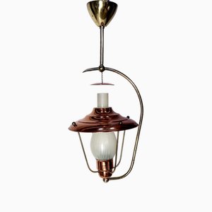 Mid-Century Italian Brass and Copper Hanging Lamp, 1950s-JP-1811840