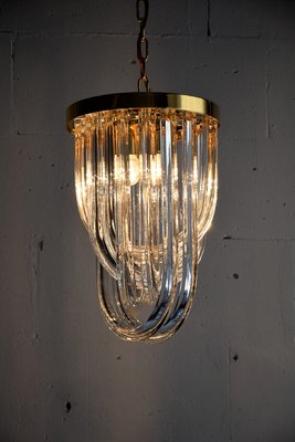 Mid-Century Italian Brass and Crystal Pendant Light Ceiling Lamp from Venini-IEI-670137