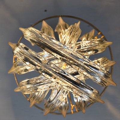 Mid-Century Italian Brass and Crystal Pendant Light Ceiling Lamp from Venini-IEI-670137