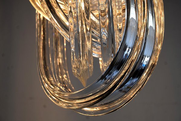 Mid-Century Italian Brass and Crystal Pendant Light Ceiling Lamp from Venini-IEI-670137