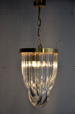 Mid-Century Italian Brass and Crystal Pendant Light Ceiling Lamp from Venini-IEI-670137