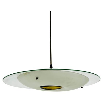 Mid-Century Italian Brass and Glass Ceiling Lamp, 1950s-PUK-1351424