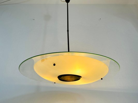 Mid-Century Italian Brass and Glass Ceiling Lamp, 1950s-PUK-1351424