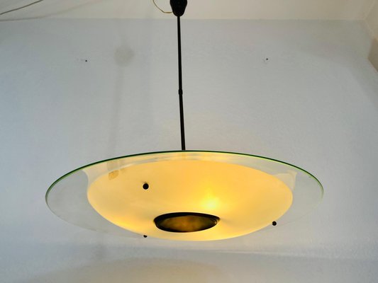 Mid-Century Italian Brass and Glass Ceiling Lamp, 1950s-PUK-1351424