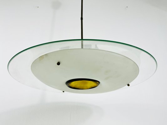 Mid-Century Italian Brass and Glass Ceiling Lamp, 1950s-PUK-1351424