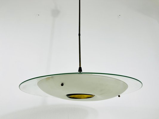 Mid-Century Italian Brass and Glass Ceiling Lamp, 1950s-PUK-1351424