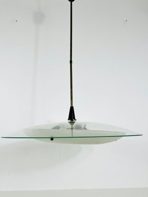 Mid-Century Italian Brass and Glass Ceiling Lamp, 1950s-PUK-1351424