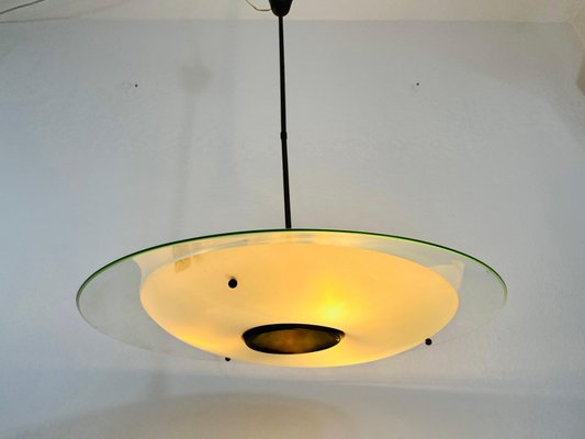 Mid-Century Italian Brass and Glass Ceiling Lamp, 1950s-PUK-1351424