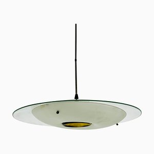 Mid-Century Italian Brass and Glass Ceiling Lamp, 1950s-PUK-1351424