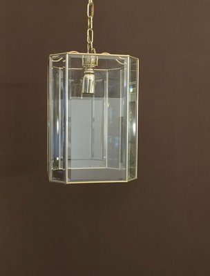 Mid-Century Italian Brass and Glass Ceiling Lamp, 1970s-ZST-624253