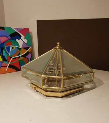 Mid-Century Italian Brass and Glass Ceiling Lamp, 1970s-ZST-624184