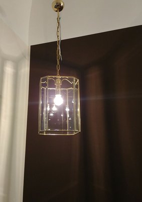 Mid-Century Italian Brass and Glass Ceiling Lamp, 1970s-ZST-624253