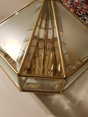 Mid-Century Italian Brass and Glass Ceiling Lamp, 1970s-ZST-624184