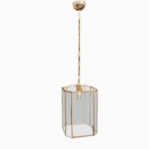 Mid-Century Italian Brass and Glass Ceiling Lamp, 1970s-ZST-624253