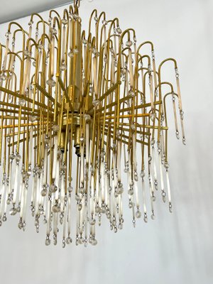 Mid-Century Italian Brass and Glass Chandelier, 1970s-OT-1111113