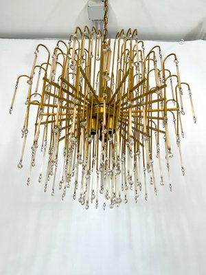 Mid-Century Italian Brass and Glass Chandelier, 1970s-OT-1111113