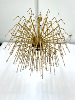 Mid-Century Italian Brass and Glass Chandelier, 1970s-OT-1111113