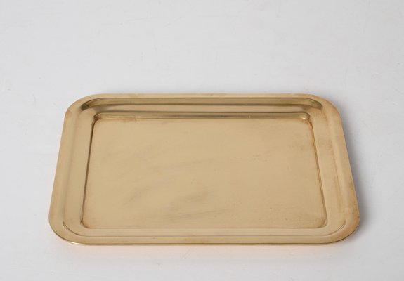 Mid-Century Italian Brass and Glass Glasses and Tray by Delvè for Delfi, 1970s, Set of 4-JDR-1446872