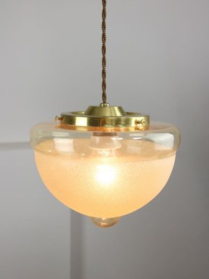 Mid-Century Italian Brass and Glass Pendant Lamps, Set of 2-HGJ-1783530