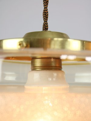 Mid-Century Italian Brass and Glass Pendant Lamps, Set of 2-HGJ-1783530