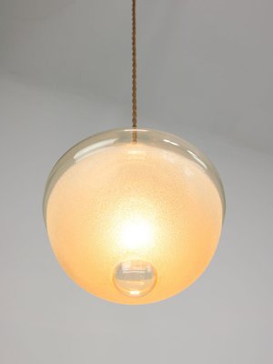 Mid-Century Italian Brass and Glass Pendant Lamps, Set of 2-HGJ-1783530