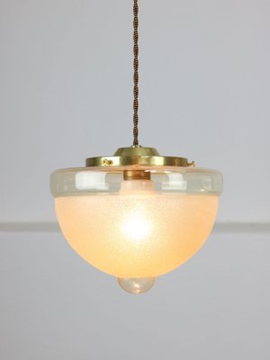 Mid-Century Italian Brass and Glass Pendant Lamps, Set of 2-HGJ-1783530