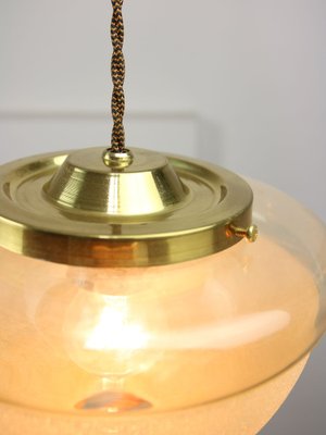 Mid-Century Italian Brass and Glass Pendant Lamps, Set of 2-HGJ-1783530