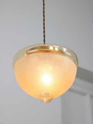 Mid-Century Italian Brass and Glass Pendant Lamps, Set of 2-HGJ-1783530