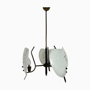 Mid-Century Italian Brass and Glass Sputnik Ceiling Lamp, 1950s-PUK-1364093