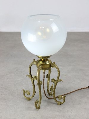 Mid-Century Italian Brass and Glass Table Lamp-HGJ-1785521