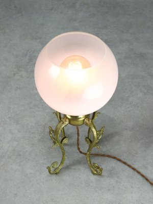 Mid-Century Italian Brass and Glass Table Lamp-HGJ-1785521