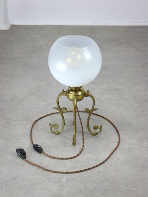 Mid-Century Italian Brass and Glass Table Lamp-HGJ-1785521