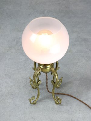 Mid-Century Italian Brass and Glass Table Lamp-HGJ-1785521