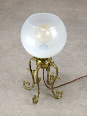 Mid-Century Italian Brass and Glass Table Lamp-HGJ-1785521